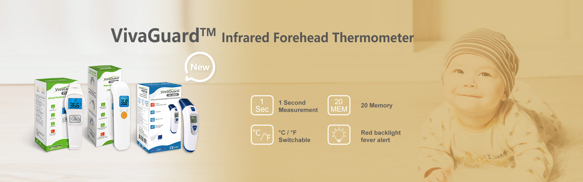 VivaGuard Digital Thermometers give accurate readings on easy-to-read digital screen within few seconds. A perfect family assistant for temperature monitoring.